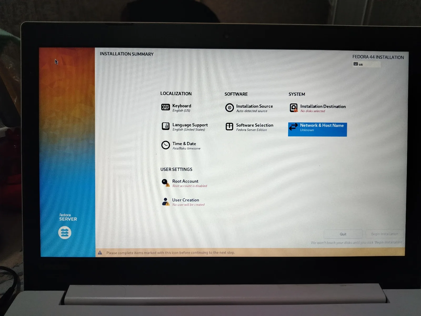Fedora installation Overview